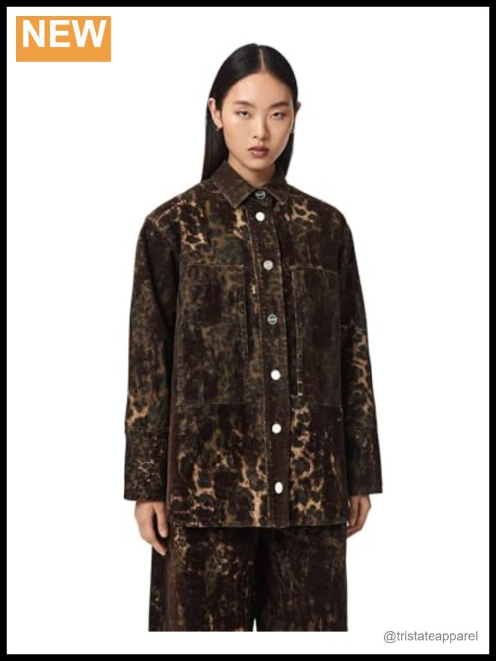 Women's Cotton Flock Button Down Shirt - Long Sleeve Classic Collar